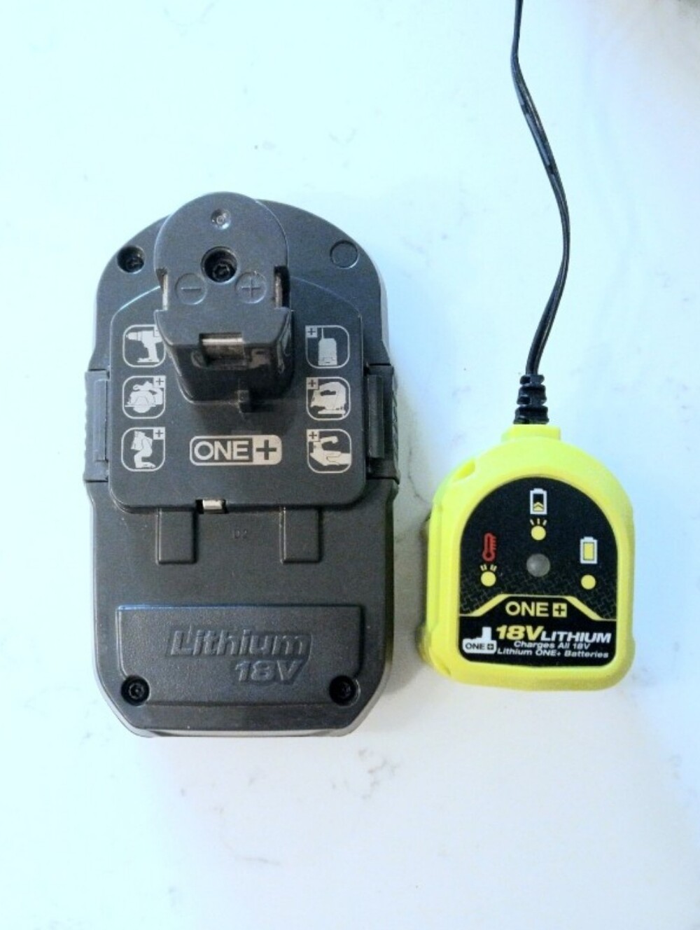 RYOBI ONE+ 18V Lithium Battery & Charger (Charges all 18V batteries)